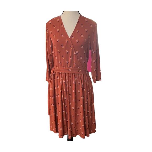 Matilda Jane faux Wrap LS dress Sz M Modal cotton Floral Comfort Quality Logo - Picture 1 of 9